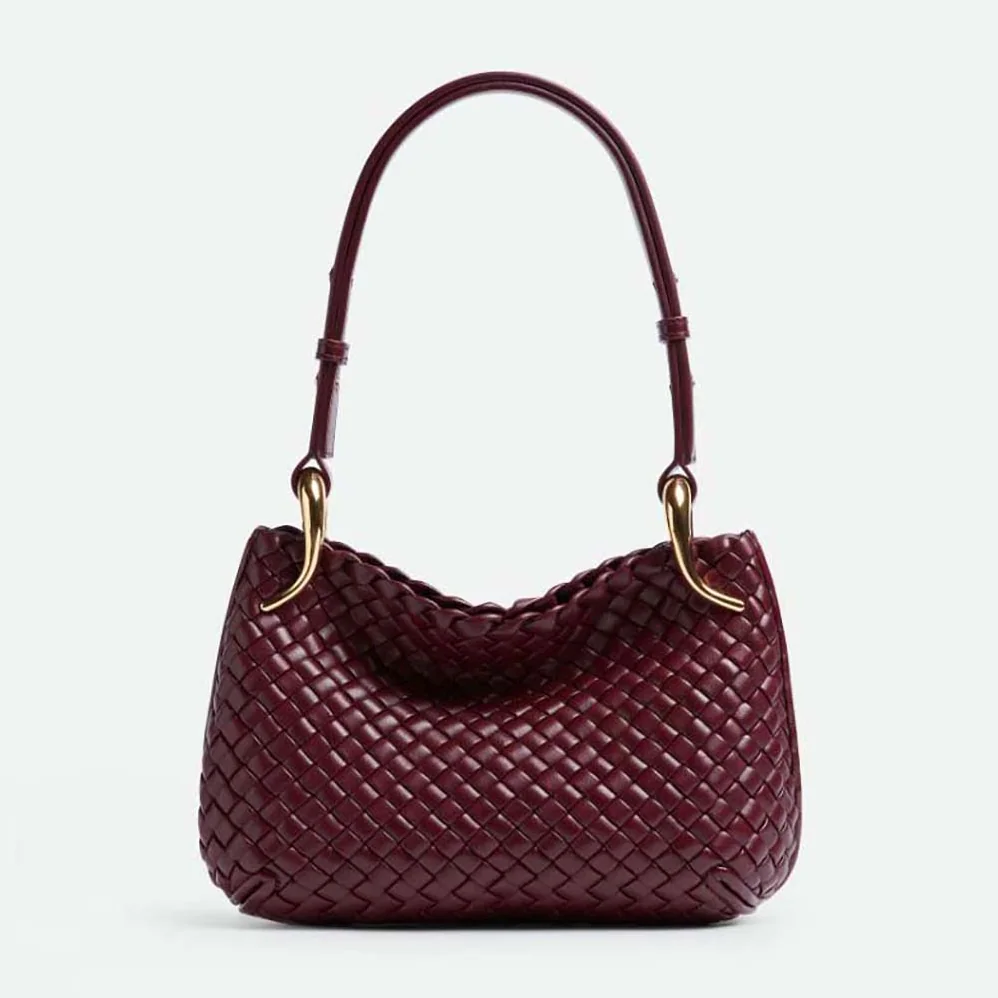 Bottega Veneta Small Clicker Shoulder Bag for Women in Maroon