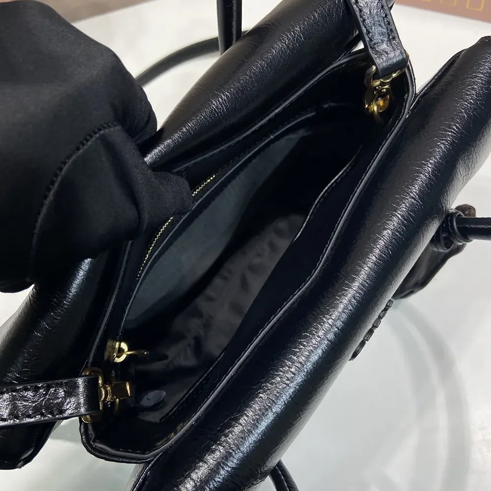 Miu Miu Solitaire Shiny Leather Bag for Women in Black Miu Miu Solitaire Shiny Leather Bag for Women in Black
