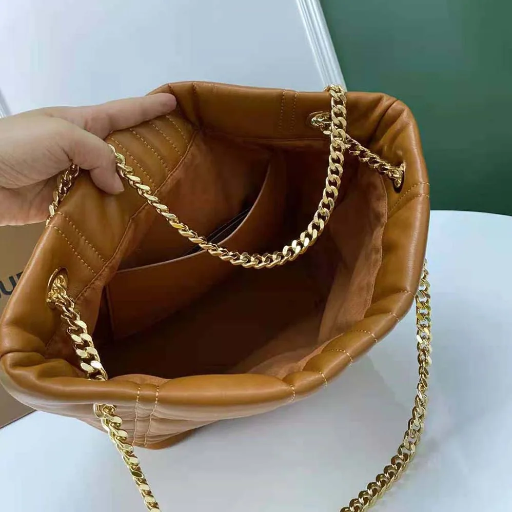 Burberry Medium Quilted Lambskin Lola Bucket Bag for Women in Brown Burberry Medium Quilted Lambskin Lola Bucket Bag for Women in Brown