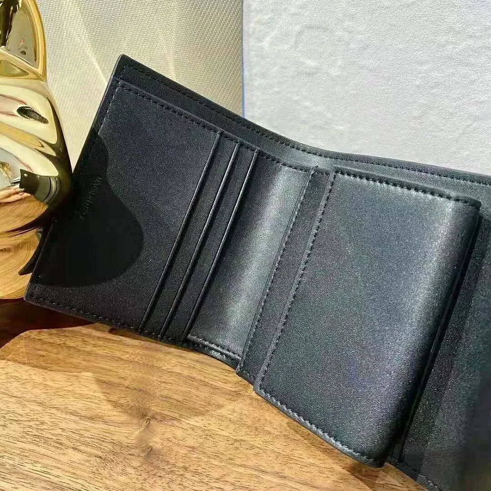 Celine Small Trifold Wallet in Grained Calfskin for Women in Black