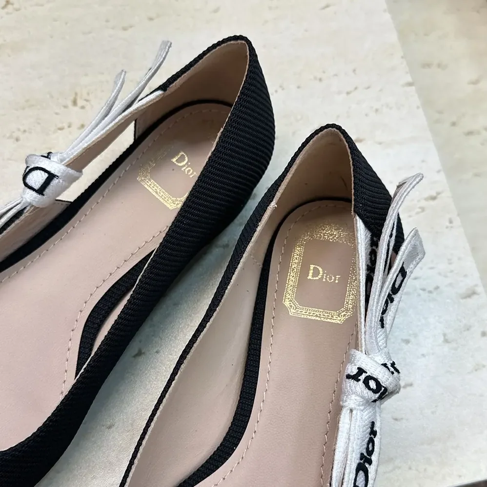 Dior J'Adior Ballet Flat Black Technical Fabric for Women