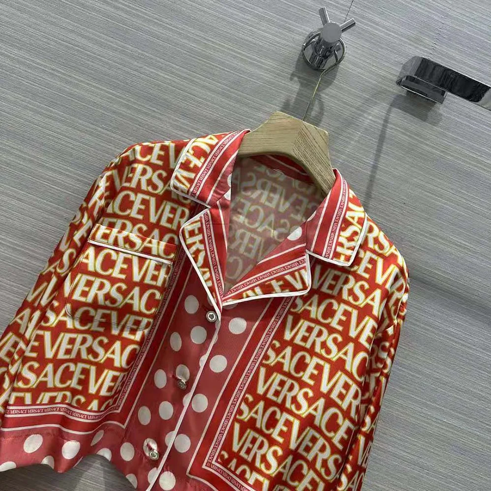 Versace Allover Silk Crop Shirt for Women