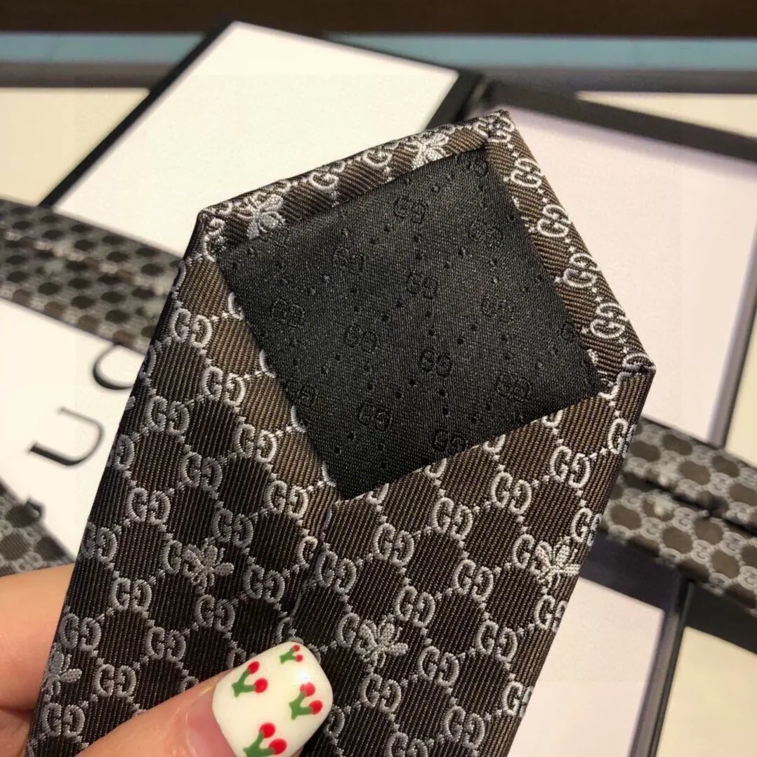 Gucci GG Bees Silk Tie Black GG for Men