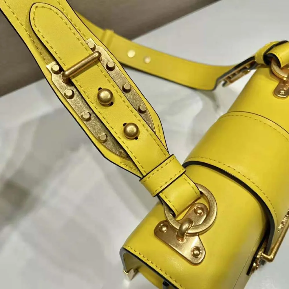 Prada Woen Cahier Leather Bag in Yellow