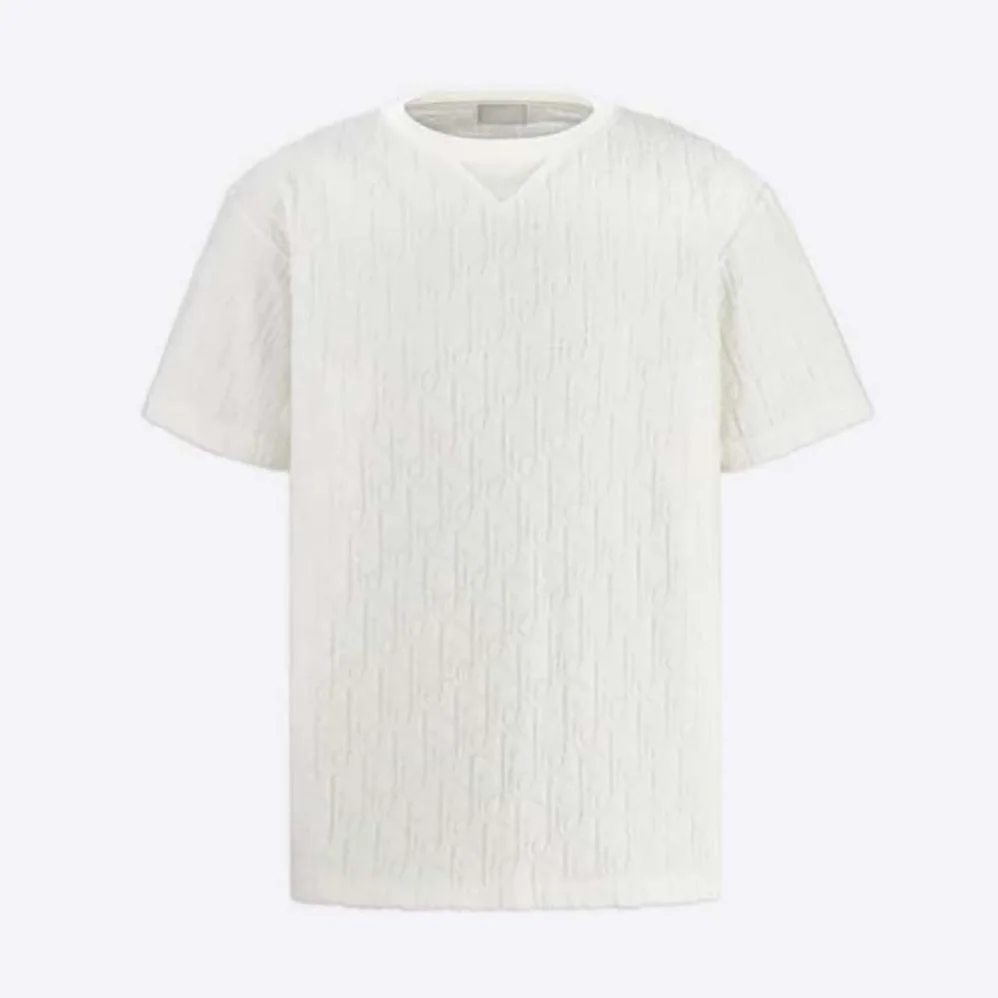 Dior Oblique T-shirt Relaxed Fit Off for Men in White Terry Cotton Jacquard Dior Oblique T-shirt Relaxed Fit Off for Men in White Terry Cotton Jacquard