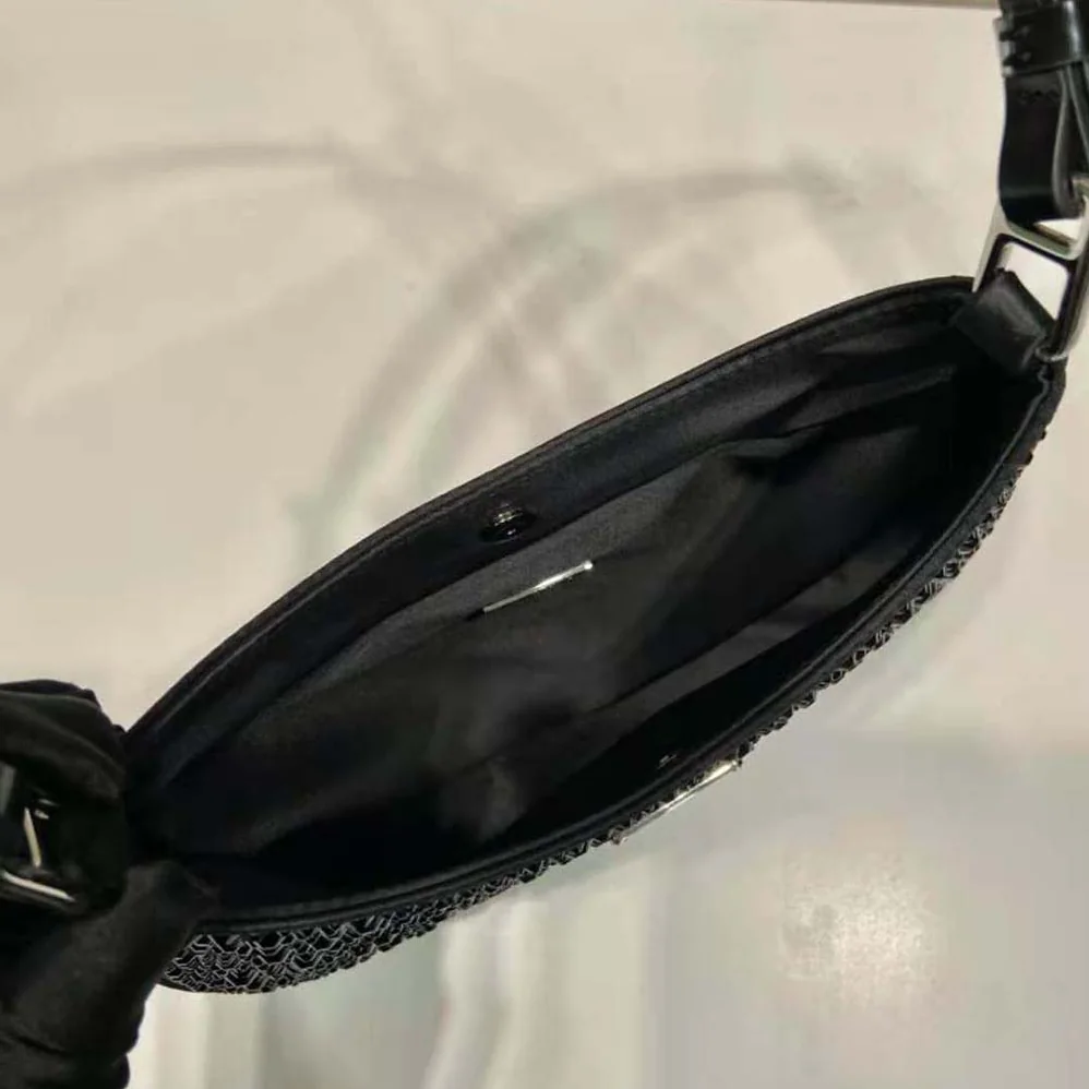 Prada Cleo Satin Bag with Crystals for Women in Black