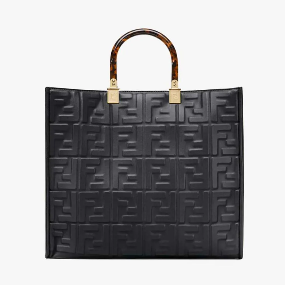 Fendi Sunshine Medium Black Leather Shopper for Women Fendi Sunshine Medium Black Leather Shopper for Women
