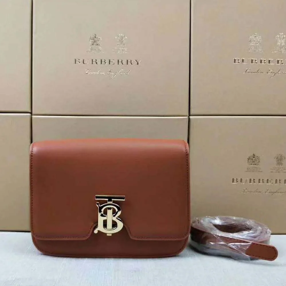 Burberry Small Leather TB Bag for Women in Brown