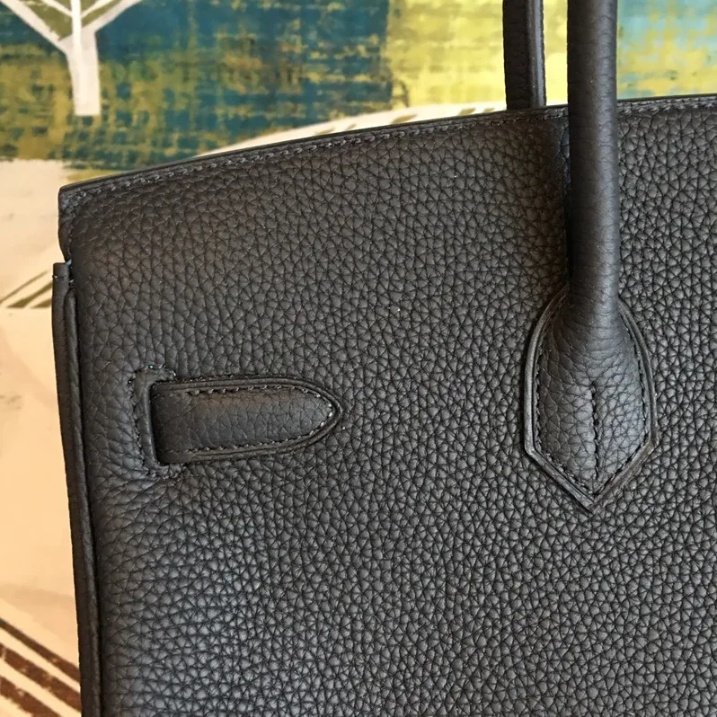 Hermes Birkin Top Handle Bag in Black Silver Hardware