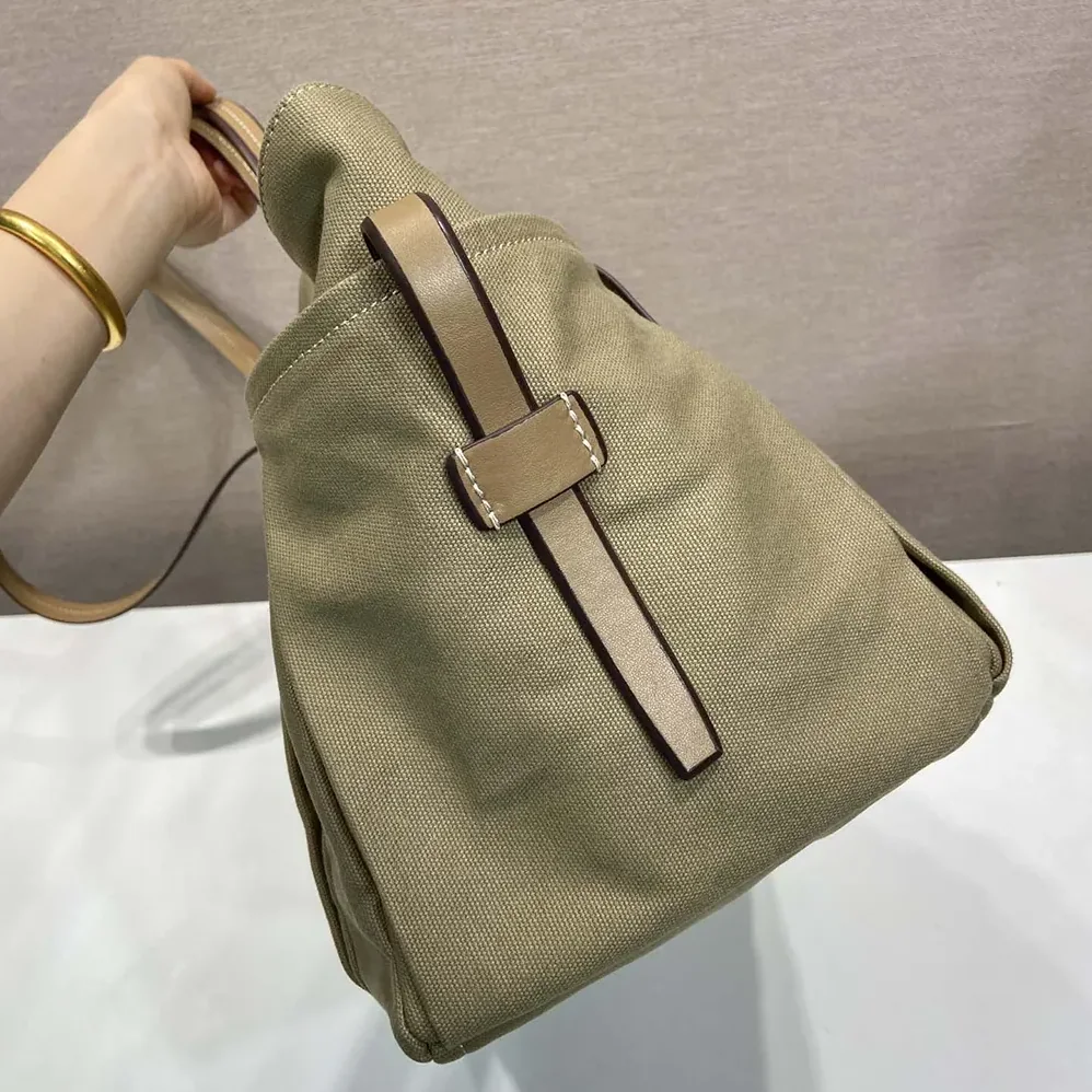 Prada Route Canvas and Leather Tote Bag for Women