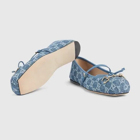 Gucci Horsebit Ballet Flats Blue Denim Gucci Horsebit Ballet Flats Blue Denim