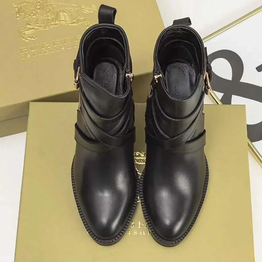 Burberry House Check and Leather Ankle Boots for Women Burberry House Check and Leather Ankle Boots for Women