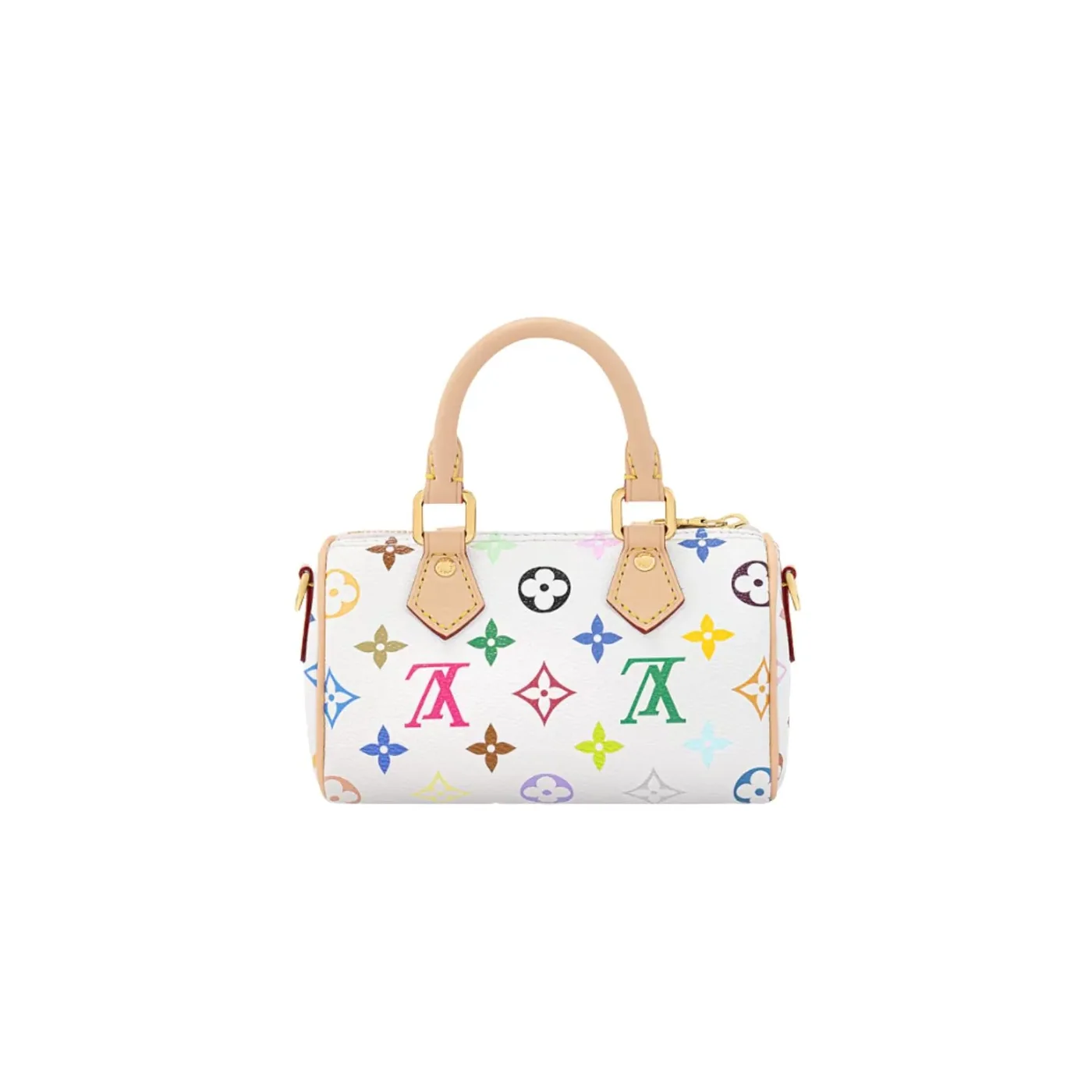 Louis Vuitton LV x TM Nano Speedy Top Handle Bag in Multicolore Blanc Gold Hardware