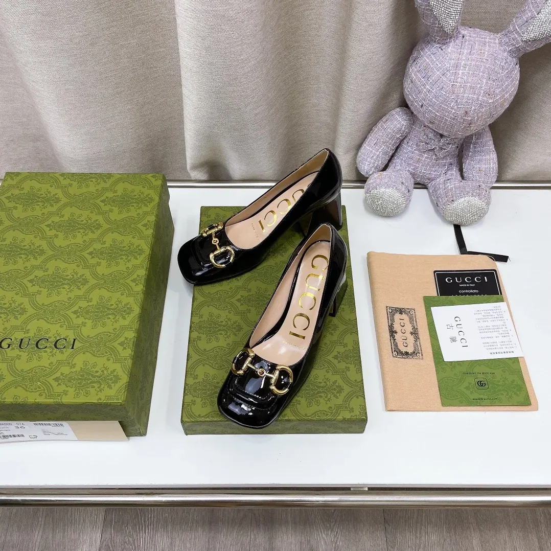 Gucci Mid-Heel Slingback With Horsebit Black GG for Women Gucci Mid-Heel Slingback With Horsebit Black GG for Women