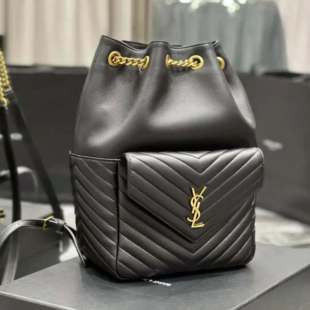 Saint Laurent YSL Joe Backpack in Lambskin for Women in Black Saint Laurent YSL Joe Backpack in Lambskin for Women in Black