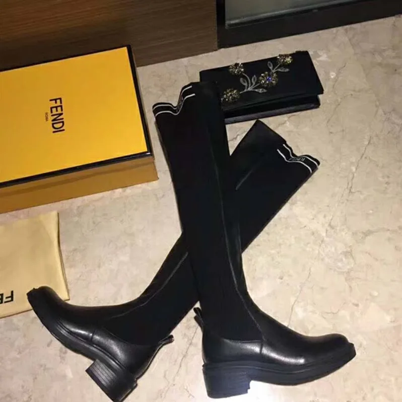 Fendi Shoes Black Nappa Cuissard Boots for Women