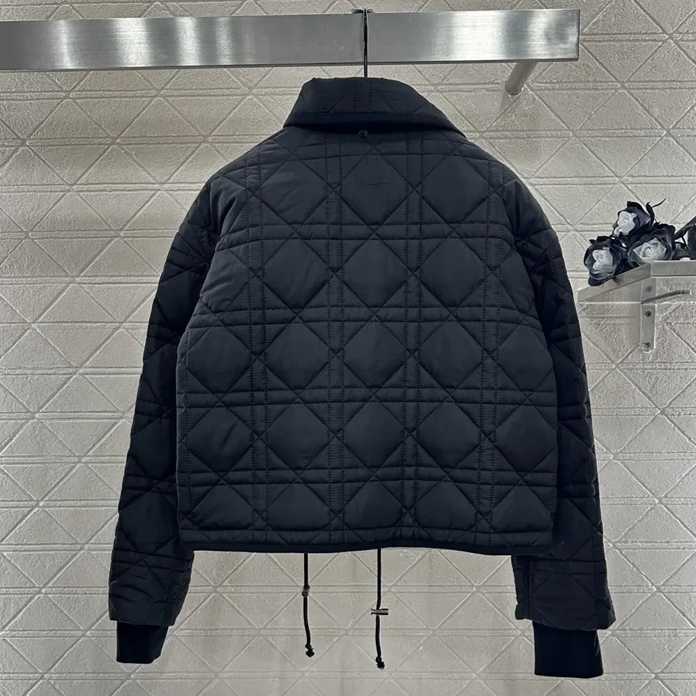 Dior Macrocannage Coat with Scarf Collar Black Quilted Technical Taffeta for Women Dior Macrocannage Coat with Scarf Collar Black Quilted Technical Taffeta for Women