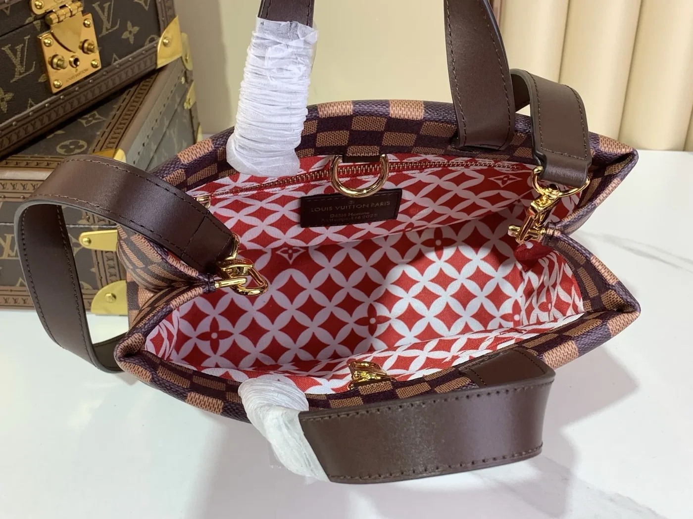 Louis Vuitton Mini Shopper Tote Damier Bag Brown /