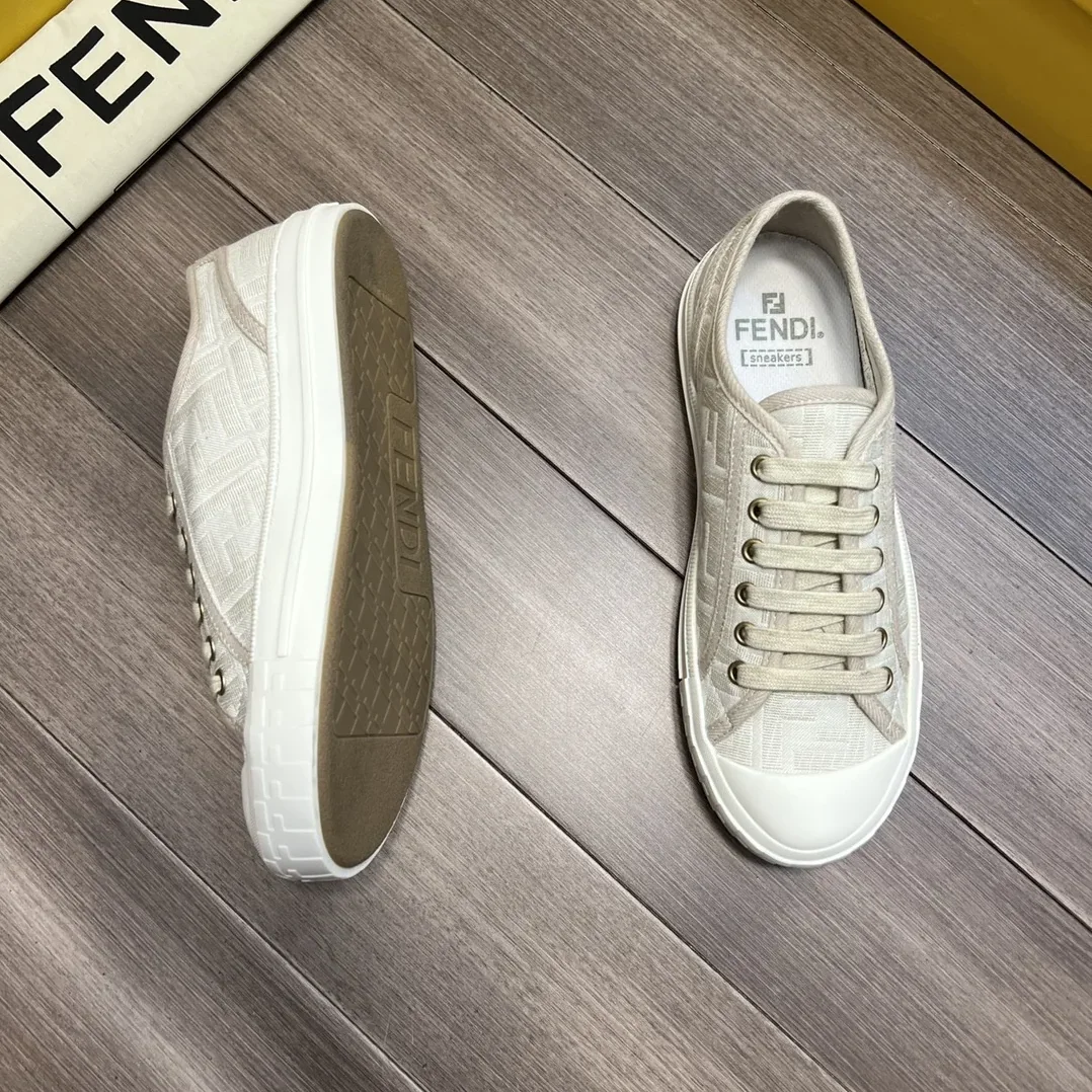 Fendi FD Domino Fabric Low-Tops Sneakers White 7E1553AK1PF1GQF Fendi FD Domino Fabric Low-Tops Sneakers White 7E1553AK1PF1GQF