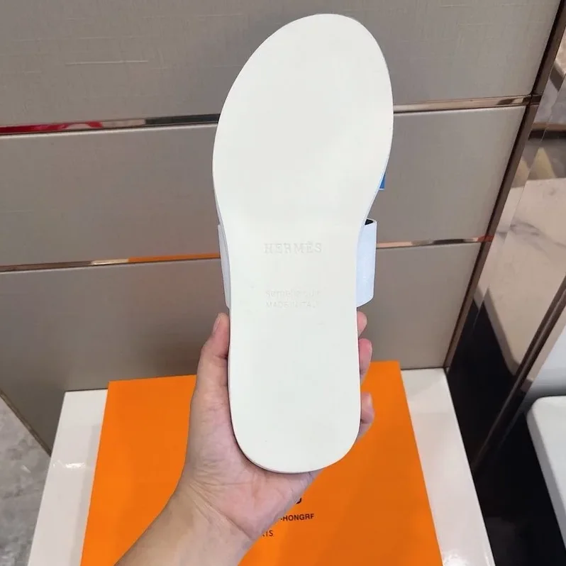 Hermes Izmir Sandal White in Blue Hermes Izmir Sandal White in Blue