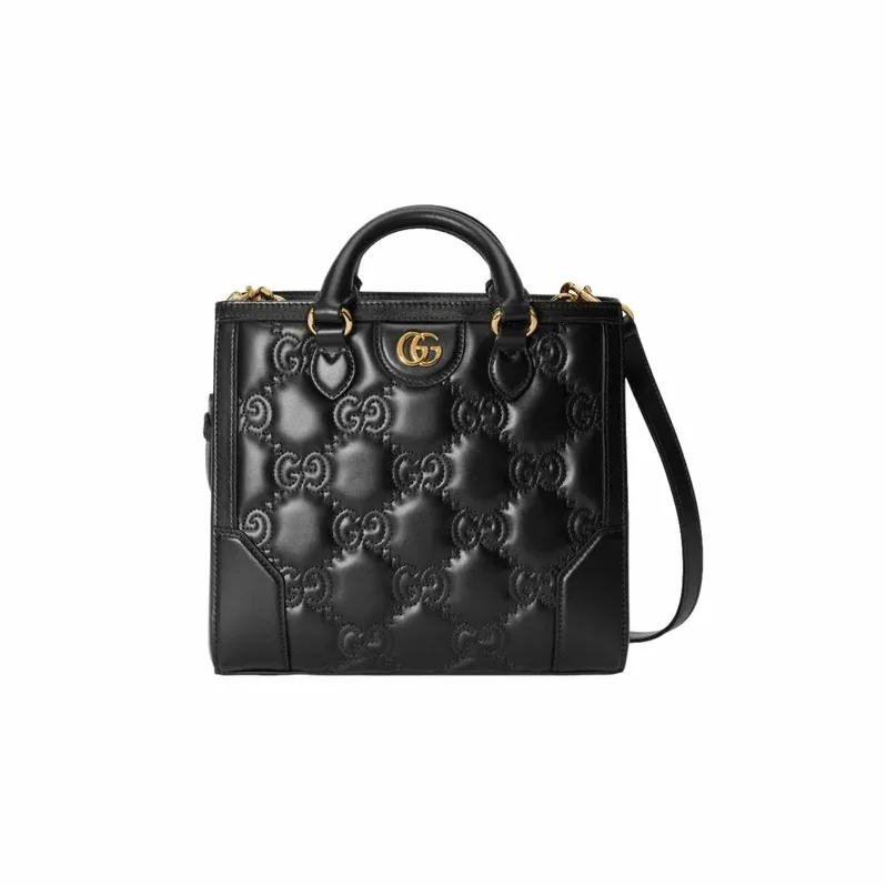 Gucci GG Matelassé Mini Top Handle Black Bag UM8HG 1046- 9 Inches/
