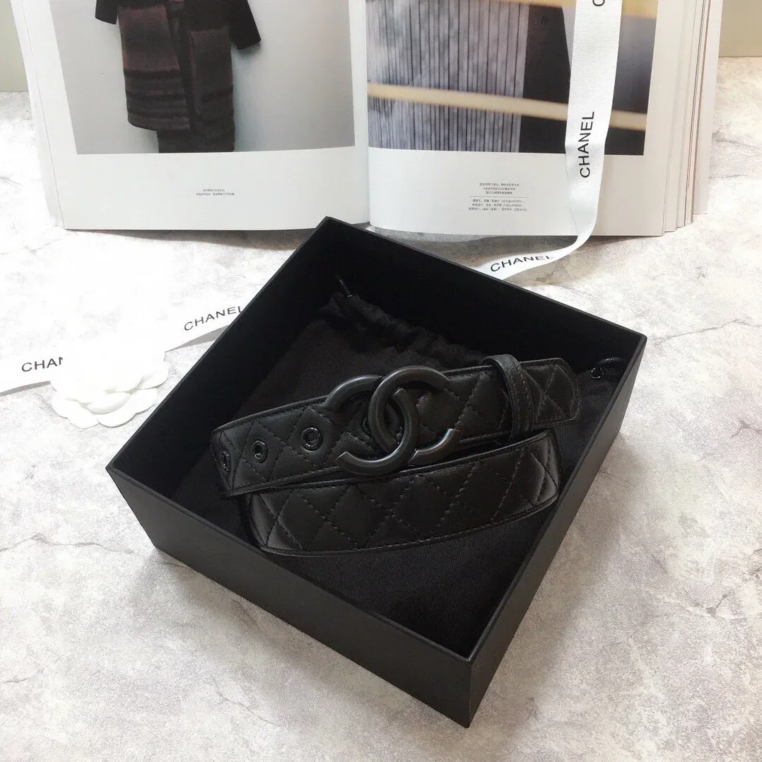 Chanel Belt Quilted With Double C Buckle Black With Black Hardware for Women