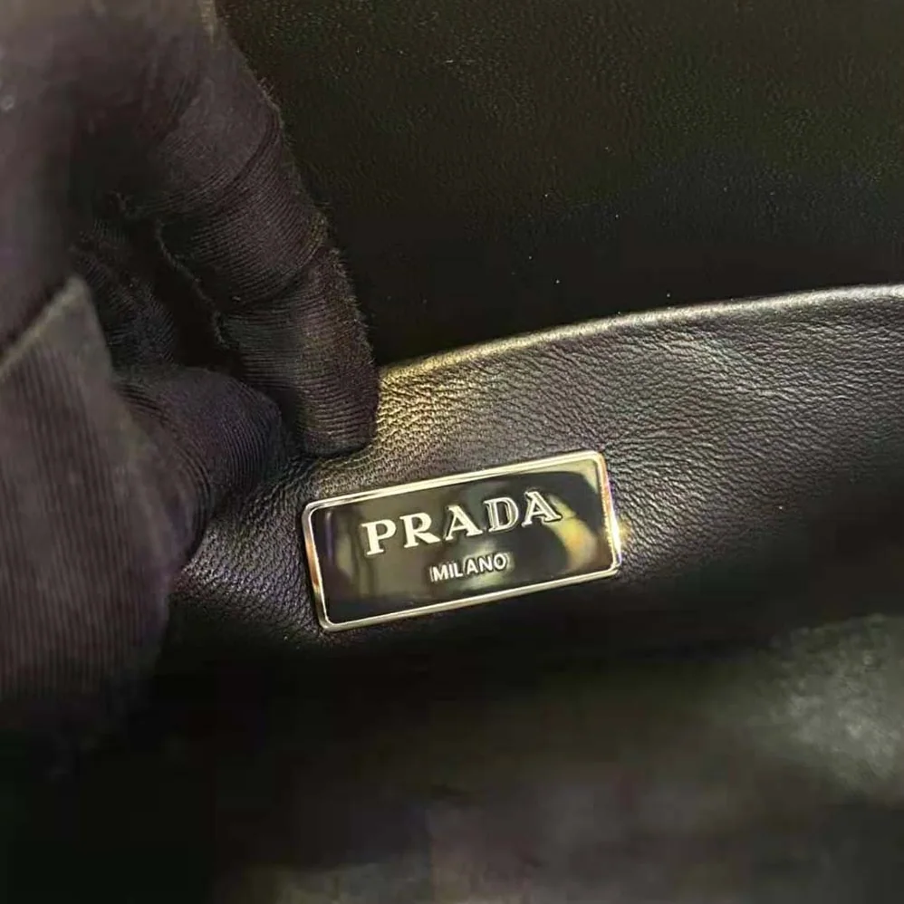 Prada Brushed Leather Handbag for Women in Black