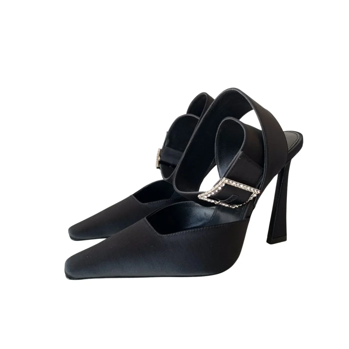 Saint Laurent Fanny Slingback Pumps In Crepe Satin Black Saint Laurent Fanny Slingback Pumps In Crepe Satin Black