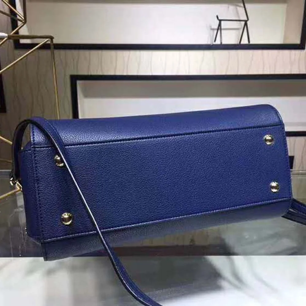 Prada Monochrome Handbag In Saffiano And Calf Leather in Navy Prada Monochrome Handbag In Saffiano And Calf Leather in Navy