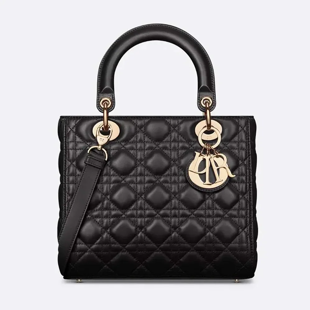 Dior Medium Lady Dior Bag Black Cannage Lambskin for Women