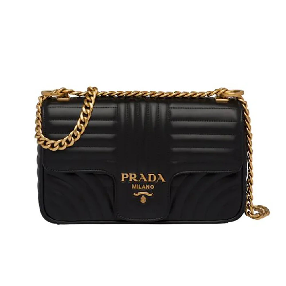 Prada Medium Leather Prada Diagramme Bag for Women in Black
