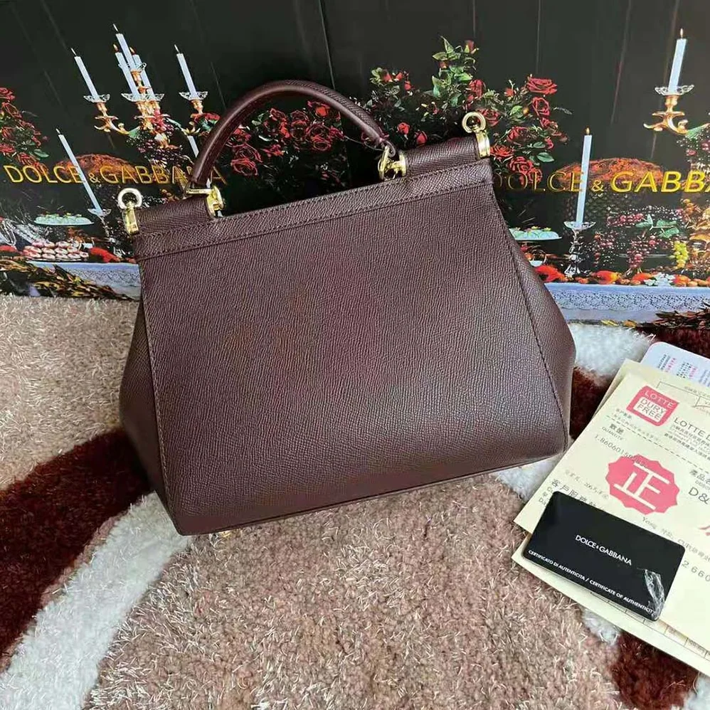 Dolce Gabbana D&G Medium Dauphine Leather Sicily Bag for Women in Bordeaux Dolce Gabbana D&G Medium Dauphine Leather Sicily Bag for Women in Bordeaux