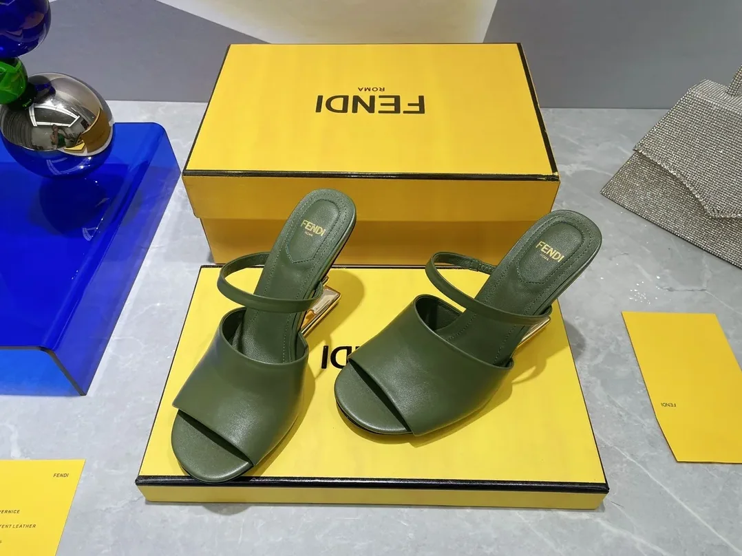 Fendi First Dark Green High in Heeled Sandals