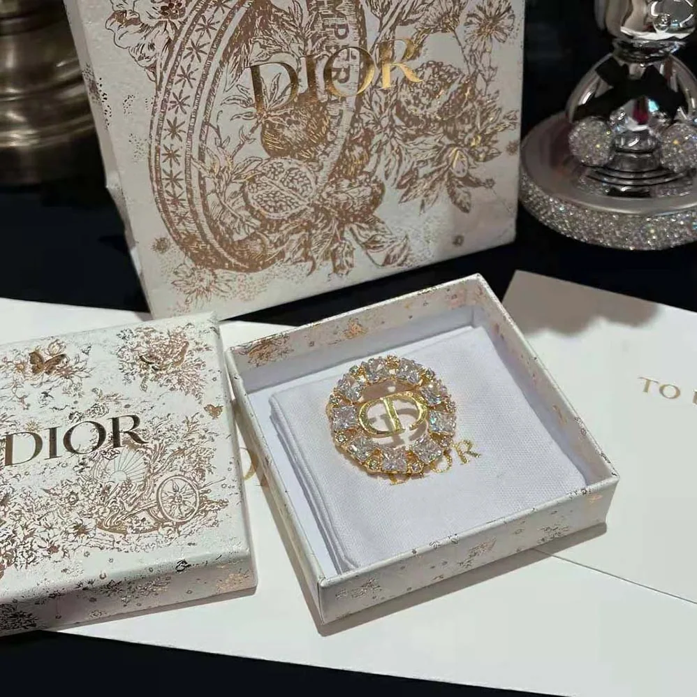 Dior Petit CD Brooch Gold-Finish Metal with White and Silver for Women in Tone Crystals Dior Petit CD Brooch Gold-Finish Metal with White and Silver for Women in Tone Crystals