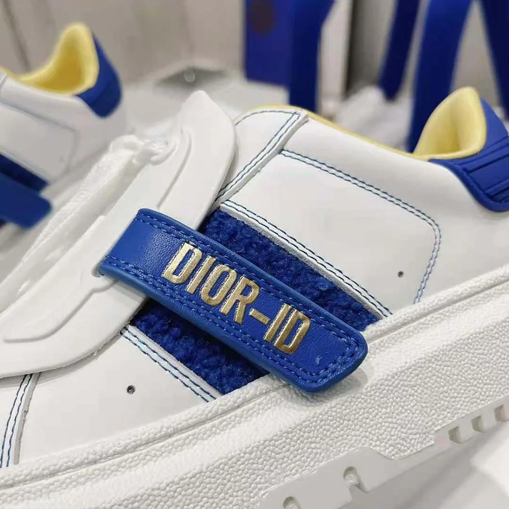 Dior Dior-id Sneaker White Calfskin Terry Cotton for Women in Blue Dior Dior-id Sneaker White Calfskin Terry Cotton for Women in Blue