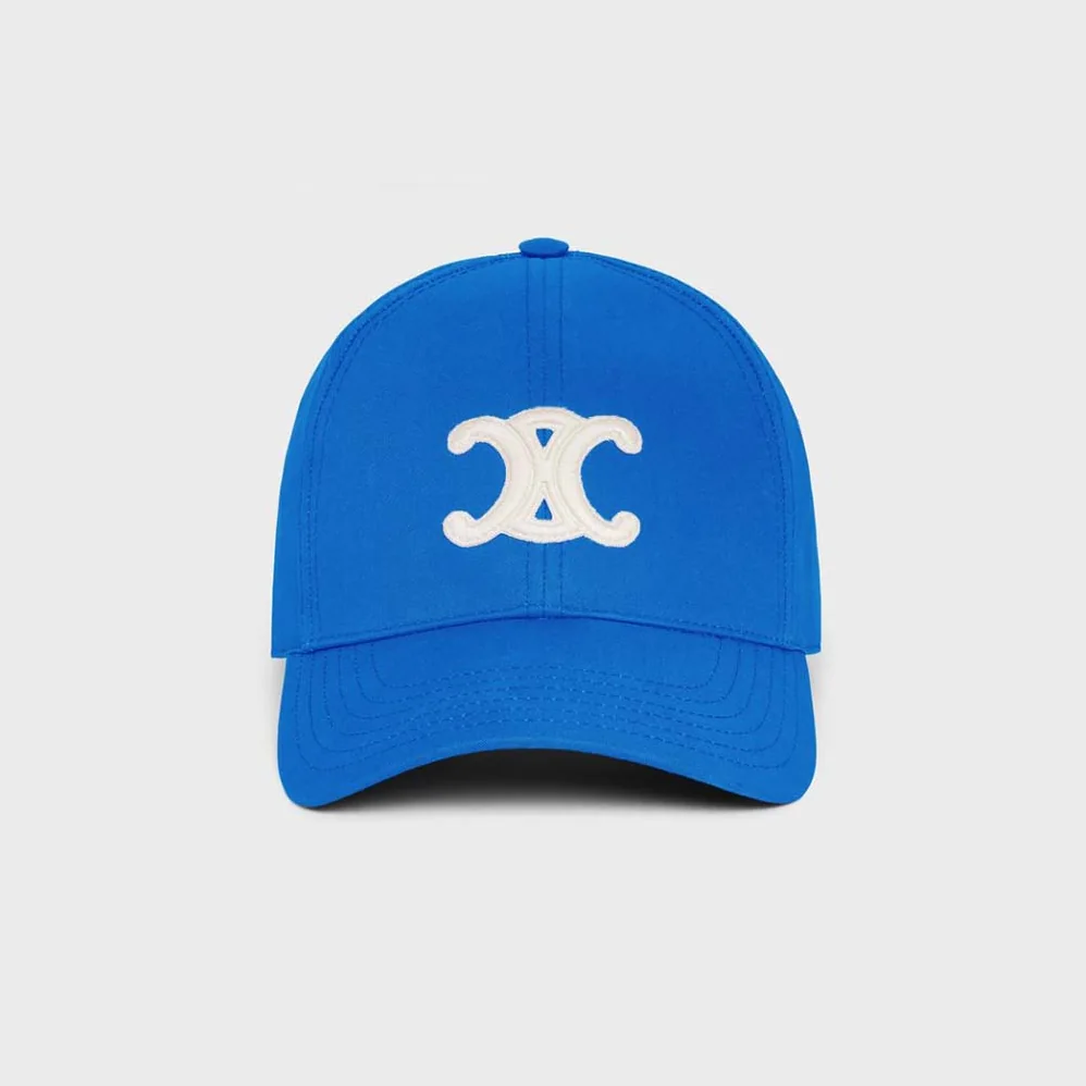 Celine Triomphe Cotton Baseball Cap for Women in Blue