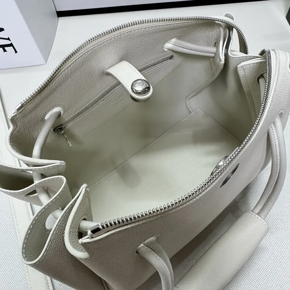 Loewe Small Madrid Bag in Supple Grained Calfskin for Women in White Loewe Small Madrid Bag in Supple Grained Calfskin for Women in White