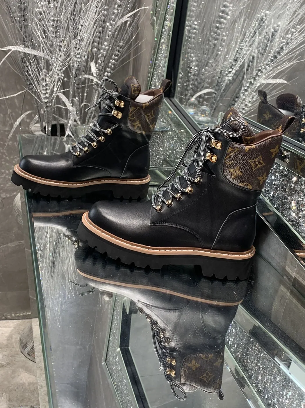 Louis Vuitton Territory Flat Military Boots Black LV 1A958N
