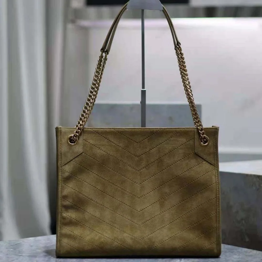 Saint Laurent YSL Niki Medium Shopping Bag in Suede for Women in Green Saint Laurent YSL Niki Medium Shopping Bag in Suede for Women in Green