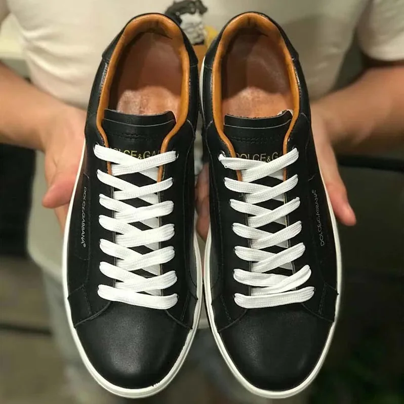Dolce Gabbana D&G Shoes Roma Sneakers in Nappa Calfskin for Men in Black
