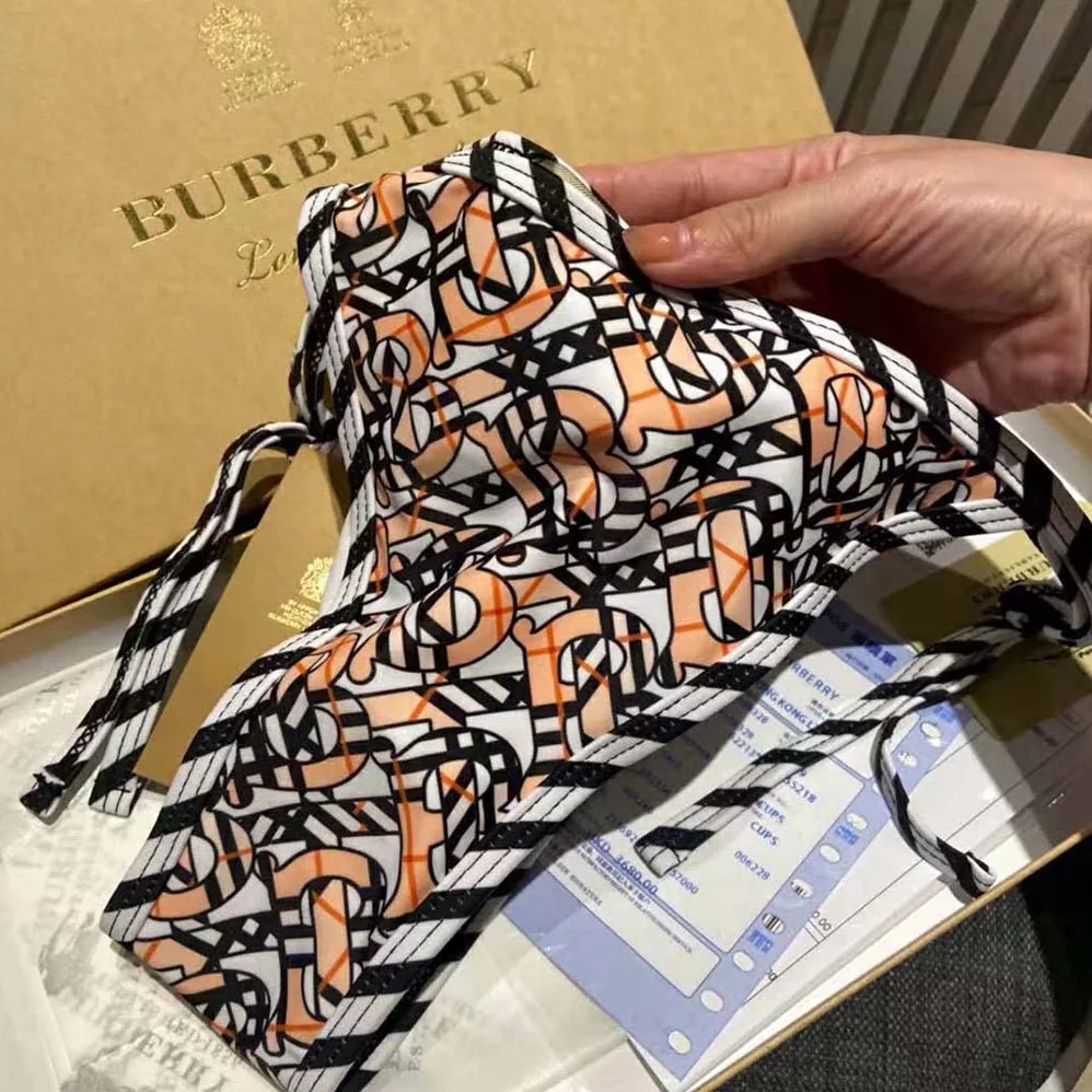 Burberry Monogram Print Stretch Nylon Triangle Bikini for Women