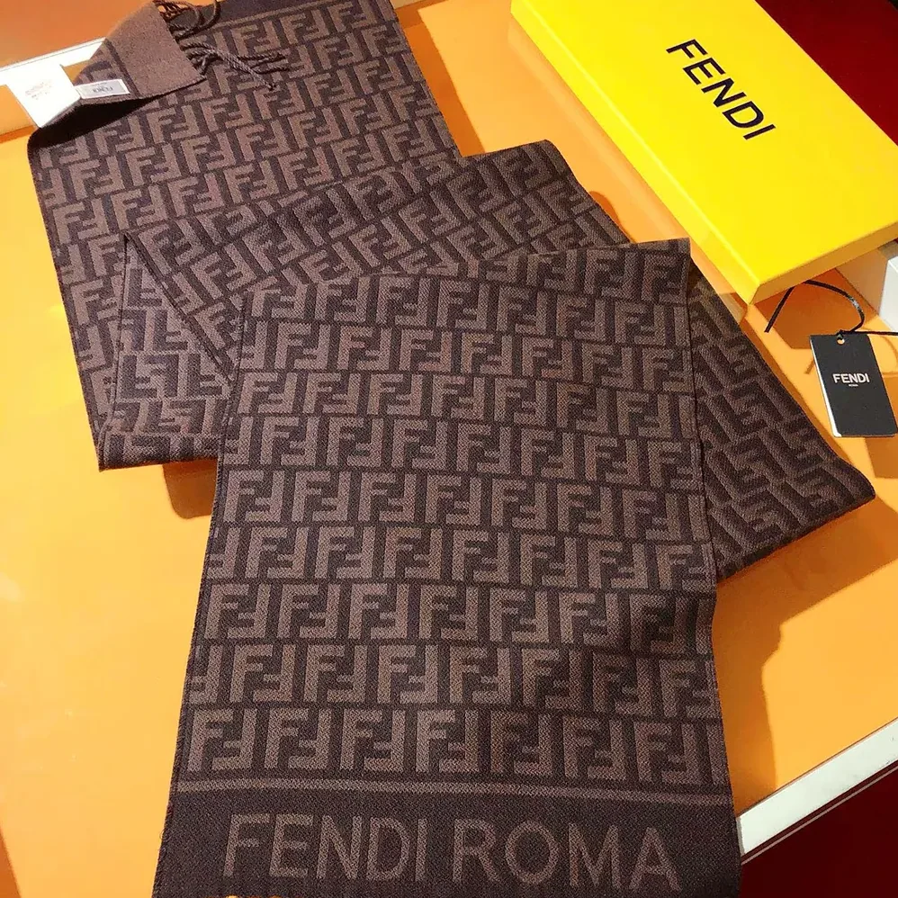 Fendi FF Scarf Burgundy Wool and Cashmere Scarf for Unisex Fendi FF Scarf Burgundy Wool and Cashmere Scarf for Unisex