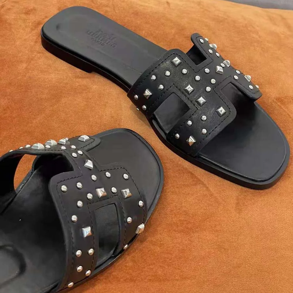 Hermes Oran Sandal in Calfskin Black for Women Hermes Oran Sandal in Calfskin Black for Women