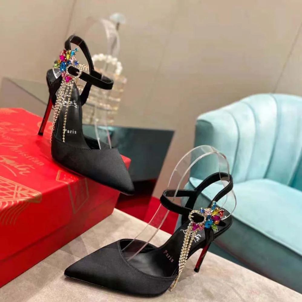 Christian Louboutin Goldina 100 mm Heel Height for Women in Black Christian Louboutin Goldina 100 mm Heel Height for Women in Black