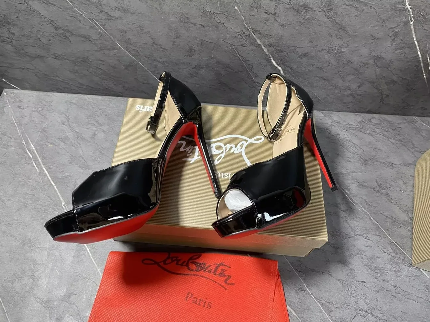 Christian Louboutin Set: Patent Leather D'Orsay Pumps + Hot Chick Alta Black Christian Louboutin Set: Patent Leather D'Orsay Pumps + Hot Chick Alta Black