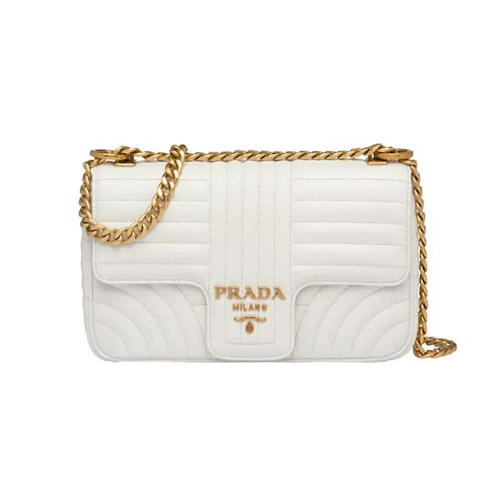 Prada Medium Leather Prada Diagramme Bag for Women in White