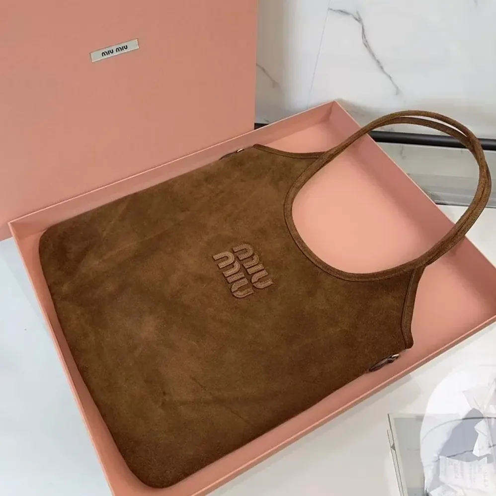 Miu Miu Ivy Suede Bag for Women in Dark Brown Miu Miu Ivy Suede Bag for Women in Dark Brown