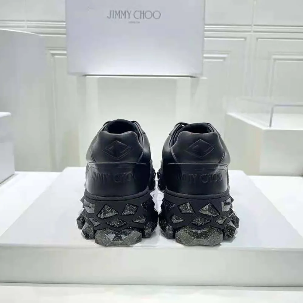 Jimmy Choo Diamond X Strap/F Black Calf Leather Low-Top Trainers with Crystal Strap for Women Jimmy Choo Diamond X Strap/F Black Calf Leather Low-Top Trainers with Crystal Strap for Women