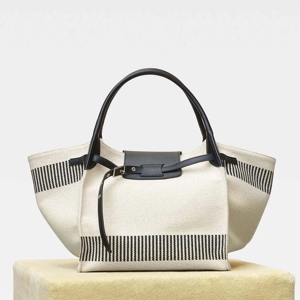 Celine Medium Big Bag in Textured Canvas for Women in White