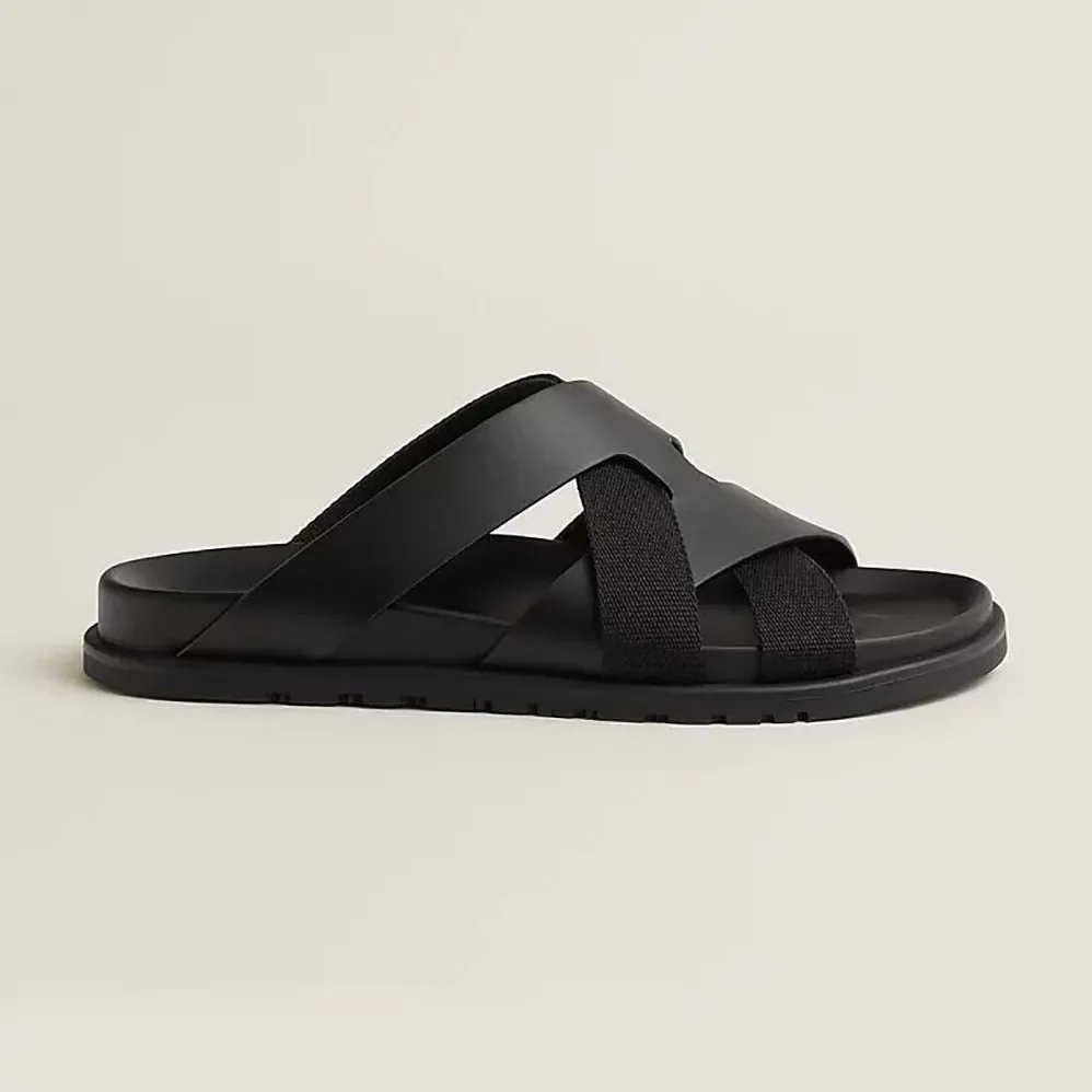 Hermes Kazimir Sandal for Unisex in Black